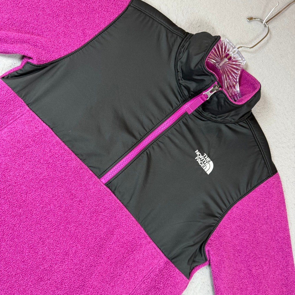 The North Face Fleece Pullover Kids L 14/16 Denali Magenta Black Quarter-Zip